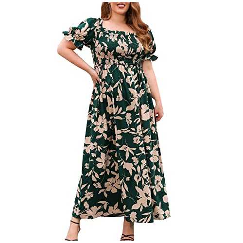 Women's V Neck Plus Size Dresses Polka Dot Print Short Sleeve Maxi Dress Elegant Evening Dress Oversized Dresses Tunic Wrap Dresses Basic T Shirt Dresses Summer Dresses for Women