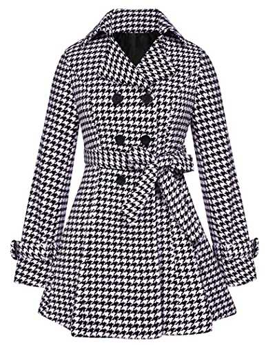 Zeagoo Women's Double Breasted Pea Coat Winter Mid-Long Fashion Trench Coat with Belt, Pat1, S