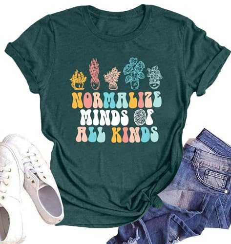Mental Health Shirts Women Normalize Mind of All Kinds Tshirt Autism Awareness Inspirational Tops Shirt