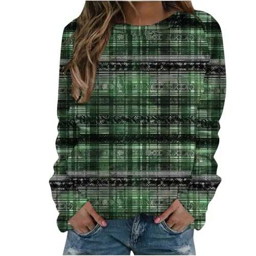 Womens ST Patrick's Day Tops Crewneck Sweatshirt Shamrock Long Sleeve Blouse Clover Graphic Print St Patricks Day T Shirt Women Casual Loose Baggy Jumper Pullover Tees UK Sale Clearance