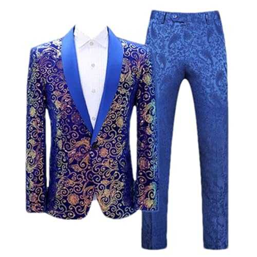 BoShiNuo Men Business Wedding Party Suit Singer Host Stage Performance Dress Men's Sequins Blazer Pant