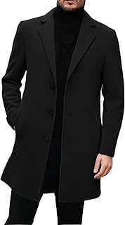 Mens Trench Coat, Long Jackets Men 3/4 Length Coat Windbreaker Men's Winter Pea Coats Jacket Outerwear Mid Length Peacoat Long Sleeve Overcoat Wool Trench Coats Casual Warm Outdoor Tweed Jacket