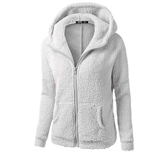 AMhomely Women Coat and Jacket Promotion Sale Women Hooded Sweater Coat Autumn Warm Wool Zipper Coat Cotton Coat Outwear Winter Warm Overcoat Long Hooded Jacket Parka Outwear UK Size