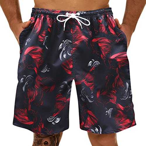 Swim Shorts Men Quick Dry Swimming Running Shorts Mens Beach Board Shorts Breathable Gym Sports Shorts with Mesh Lining and Zipper Pockets Elastic Waist Mens Boxers with Pockets