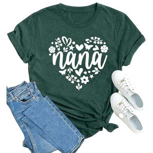 MAIHUN Womens Grandma T Shirts Nana Shirt Rockin' The Nana Life Letter Print Short Sleeve Funny Grandmother Tee Top Pink