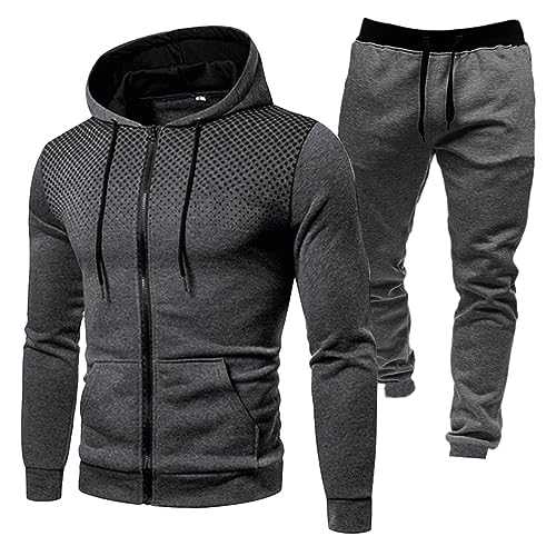 Mens Winter Sports Plus Fleece Polka Dot Print Zipper Hoodie Hoodie Pant Suit Men Slim Fit Suits