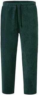 Corduroy Pants Loose Men, Elasticated Waist Tracksuit Bottoms, Solid Color Sweatpants with Drawstring, Straight Leg Loose Jogging Pant Casual Classic Regular Fit Joggers Trousers S-5Xl