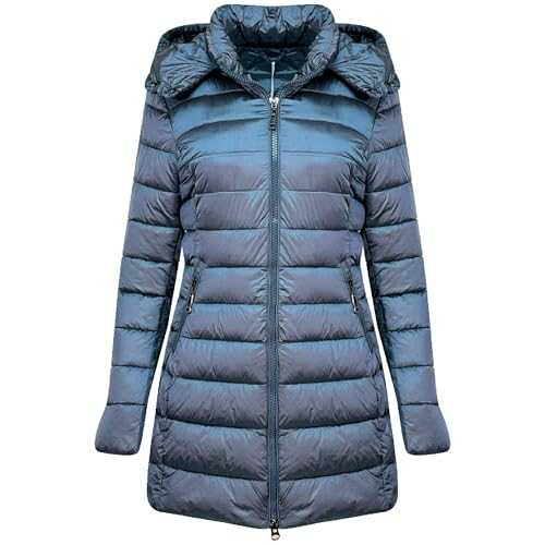 Storm Island® Women Winter Coats Long Quilted Jacket Lightweight Mid-length Down Winter Padded Coats with Hood Outdoor Hiking Jackets Coats for Women Waterproof Jacket Long Coat Ladies UK Size S-2XL