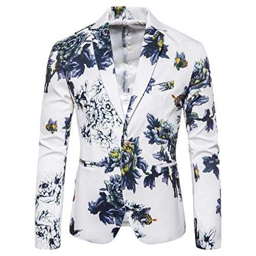 Blazers for Men UK Trendy Casual Printed Pocket Lapel Button Up Suit Regular Fit Personality Jacket Suit Lightweight Pocket Sports Suit