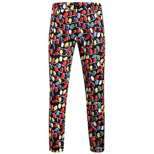 Caxndycing Christmas Trousers Men's Suit Trousers Slim Fit Suit Trousers Christmas Print Suit Trousers Christmas Free Trousers Christmas Costume for Party
