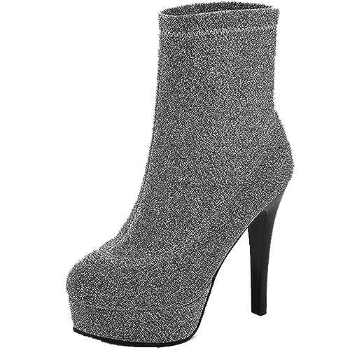 Onewus Sexy Women Ankle Boots with Thick Platform and Stiletto Heels