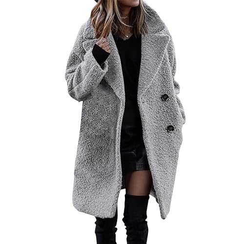 Woolen Coat Women Double Breasted Warm Coarse Woolen Coat Elegant Warm Trench Coat Mid-Length Trench Coat Style Breasted Warm Coat Solid Color Lapel Winter Outwear Tops