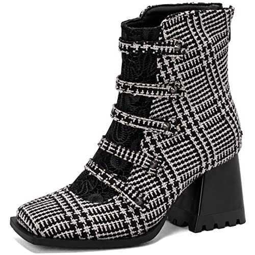 Mo Joc Fashion Women's Casual Ankle Booties with Square Toe and Short Boots with Block Heels for Autumn/Winter