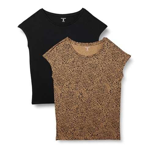 Amazon Essentials Women's Jersey Regular-Fit Short-Sleeve Boat-Neck T-Shirt, Pack of 2