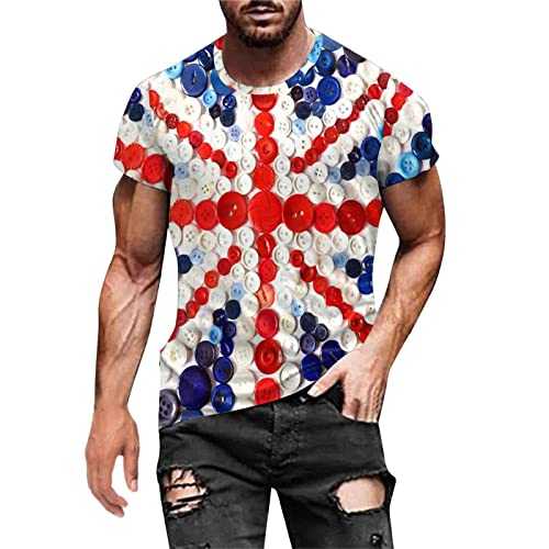 Men's American Flag Patriotic Shirt for Men 4 of July Muscle Turn Down Collar Shirts Slim Fit Short Sleeve 3D Print Zipper T Shirts Soft Tees Corduroy Shirt Women