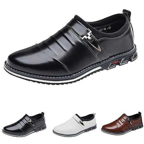 Men's Casual Dress Oxfords Shoes Men's Slip-on Breathable Comfortable Business Leisure Leather Shoes Oxford Formal Fashion for Comfortable Lightweight Walking Loafers