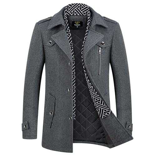 Men's Winter Mid-Length Wool Blend Coat