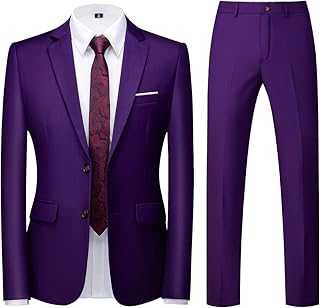 KUDORO Men Suits 2 Piece Slim Fit Single Breasted Two Button Wedding Tuxedo Suit Blazer Trousers Set