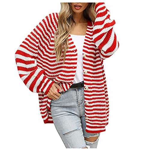 Cardigan Women's Chunky Knit Colourful: Striped Sweater Jacket Women's Oversized Cardigans Long Sleeve Elegant Cardigan Striped Knitted Cardigan Pullover Vintage Knitted Coat Spring Winter Mountain