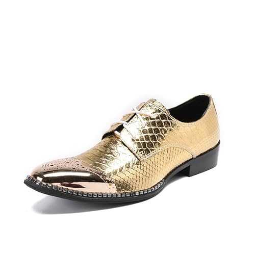 Snake Print Dress Shoes for Men Leather Formal Business Oxford Derby Shoes Brogue Wingtip Retro Dress Shoes