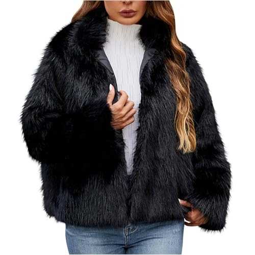 FunAloe Women Faux Fur Coats Jacket Outerwear Teddy Fleece Womens Winter Coats Cropped Body Warmer for Women Women Jacket Trench Coat Women Open Front Outwear Plush Warm Cardigan