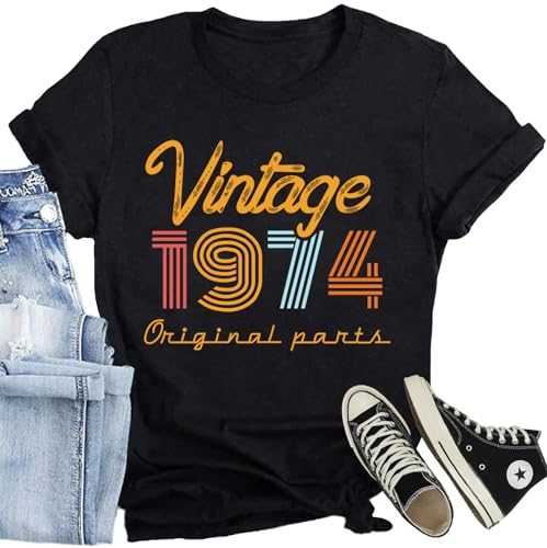 CQF Vintage 1974 Shirt for Women 51th Birthday Gift T-Shirt Retro 51th Birthday Casual Tee Tops
