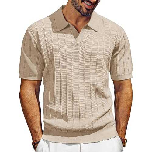 BERCIELY Men's Knitwear Regular Fit Casual Knitted Tops Thin Soft Breathable Short Sleeves Youth Classic Retro Fashion T-Shirt