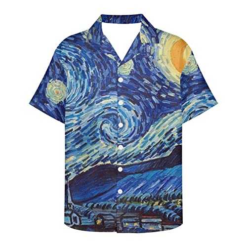 Howilath Aloha Shirt for Hawaii Tropical Travel Hippy Streetwear Hip Hop Stylish Cuban Shirt, Flower Tribal Stripe Tie Dye
