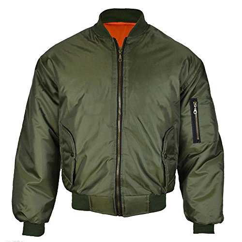 Men's MA-1 Full Zip Bomber Jacket, Classic Warm Polyester With Ribbed Cuffs and Hem Lightweight Waterproof Winter Outwear Military Coat With Two Front Pockets UK Plus Size S To 5XL