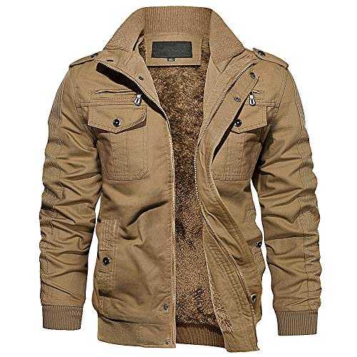 EKLENTSON Men's Fleece Lined Jackets Military Cargo Jacket Winter Warm Outdoor Coat Windbreaker with Multi Pockets
