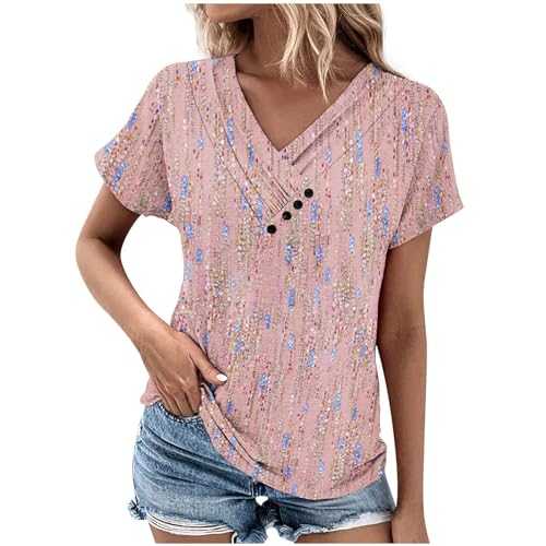 V Neck T Shirts for Women UK Sale,Glitter Printed Tops Ladies Elegant Going Out Short Sleeve Cross Front Shirts Crew Neck Casual Loose Fit Tee Shirt Workout Blouse Tunic Tops Summer Deals