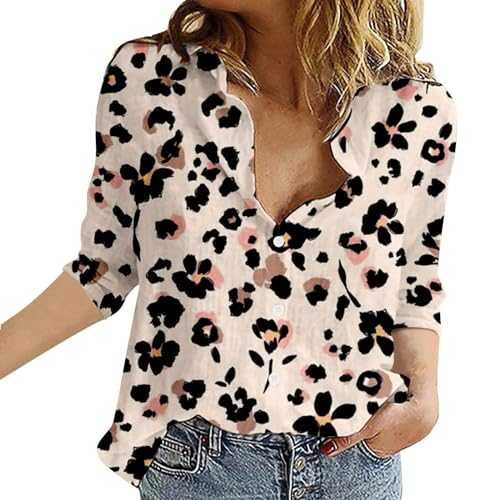 Fashion Women's Loose Solid Lapel Long Sleeves T Shirt Blouse Tops Sports Tops for Women