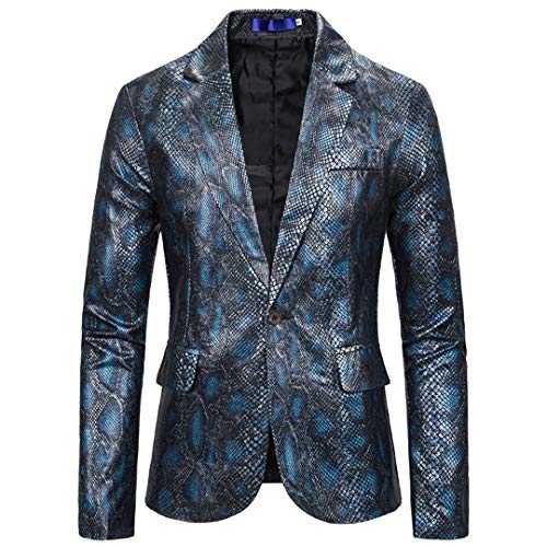 UJDKCF Gold Bronzing Blazers Men Suits Luxury 3D Snakeskin Print Designer Jacket Blazer