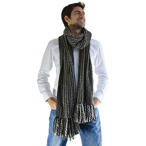 Tumia LAC - Striped Thick, Extra Long Luxurious Scarf - Handmade and Very Warm - Unisex