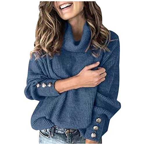 WILLBEST Sweaters for Women Sale Clearance High Neck Long Batwing Sleeve Colour Contrasts Loose Crochet Knit Sweater Pullover Jumper Tops Autum Casual Lace Crochet T Shirt Blouse Top