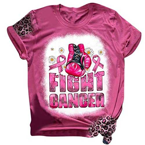 Generisch For Casual Summer Tops, Short Sleeve Crew Neck T Shirt, Breast Cancer Print, Loose Top Glitter Tunic