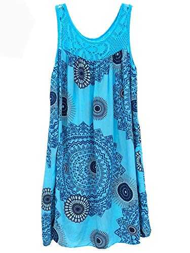 Colisha Summer Dresses for Women Boho Beach Dress Floral Sun Dresses Ladies Lace Neck Loose Pleated Casual Midi Sundress Plus Size