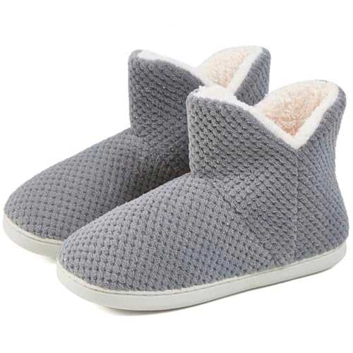 QUVITA Women's Slipper,Slipper Boots,Fuzzy Plush Lined Slippers Comfy and Cozy, Memory Foam Made Indoor House Shoes