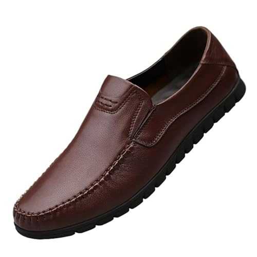 UOPYNE Mens Dress Oxford Shoes Genuine Leather Tuxedo Slip On Pointed Toe Block Heel Casual