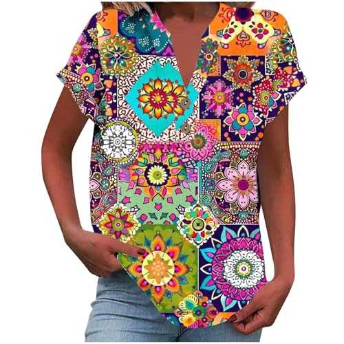 Cotton Linen Tops for Women UK Sale,Women's Summer Cotton Linen Cap Sleeve T-Shirt Button V Neck Tunic Top Lounge Lounge Going Out Trendy Blouse Shirt Trendy Vacation Outfits Short