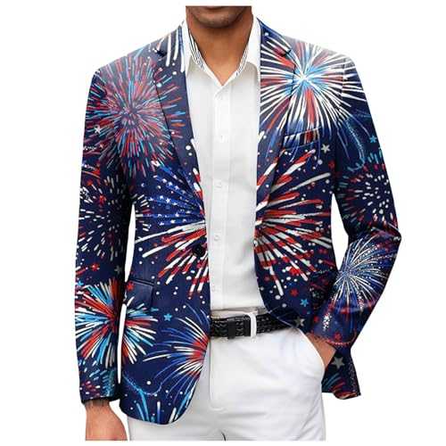 Big Mens Suits Mens Independence Day 3D Digital Printed Suit Jacket Light Business Suit Jacket Suit Men