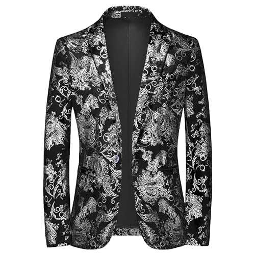Men's Party Prom Floral Suit Jacket Classic Tuxedo Wedding Blazer Jackets Buttons Slim Fit Dinner Suits
