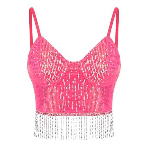Erinaco Women's Rhinestone Diamond Tank Top Color Beaded Sling Tube Top Bustier Vest Crop Top Sexy Corset Bra Summer