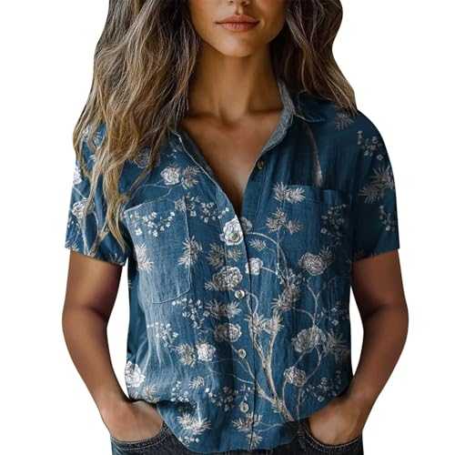 Hrjxfpt Ladies Linen Tops Black Cotton Linen Summer Tshirts Clearance Women Cotton Shirt Printed Fashion Down Shirts Casual Top Short Sleeve Blouse