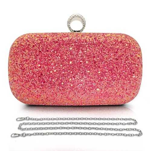 Pahajim Clutch Bags for Women Glitter Evening Bag Sparkly Handbags Rhinestone Bridal Clutch Ladies Sequin Chain Crossbody Bag for Wedding, Party, Date, Prom