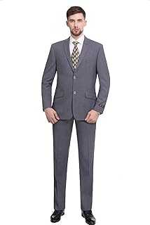 P&L Men's 7-colors Premium Slim Fit Two-piece Single Breasted Two Button Dress Suit Jacket and Pants Sets [2015 (50 Regular / W 46"