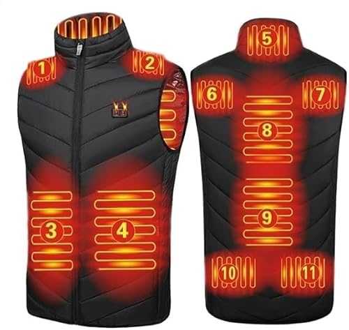 KUIH Heated Gilet for Men Electric Vest USB Jacket Gillette Body Warmer Outerwear 3 Temperature Levels Thermal Vest Heated Coat Heated Waistcoat for Outdoor Sports Motorcycling Cycling Walking Skiing