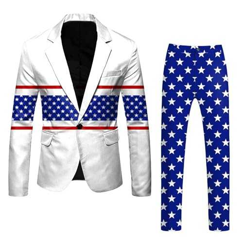 Generico Men's Slim Fit Elegant Comfortable Suit for Wedding Long Sleeves Independence Day 2 Pieces Print Festive Summer Suit Embroidered Summer Trousers Clothes Ceremony Sweatshirt