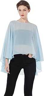 BEAUTELICATE Chiffon Shawl Wrap Sheer Cape Poncho Women Capelet Lightweight Shoulder Cover For Summer Wedding Evening Bride Bridesmaid Mother of Bride