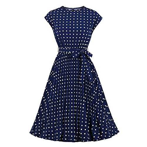 Wellwits Women's Swing Flowy 1940s 1950s Pleated Vintage Dress